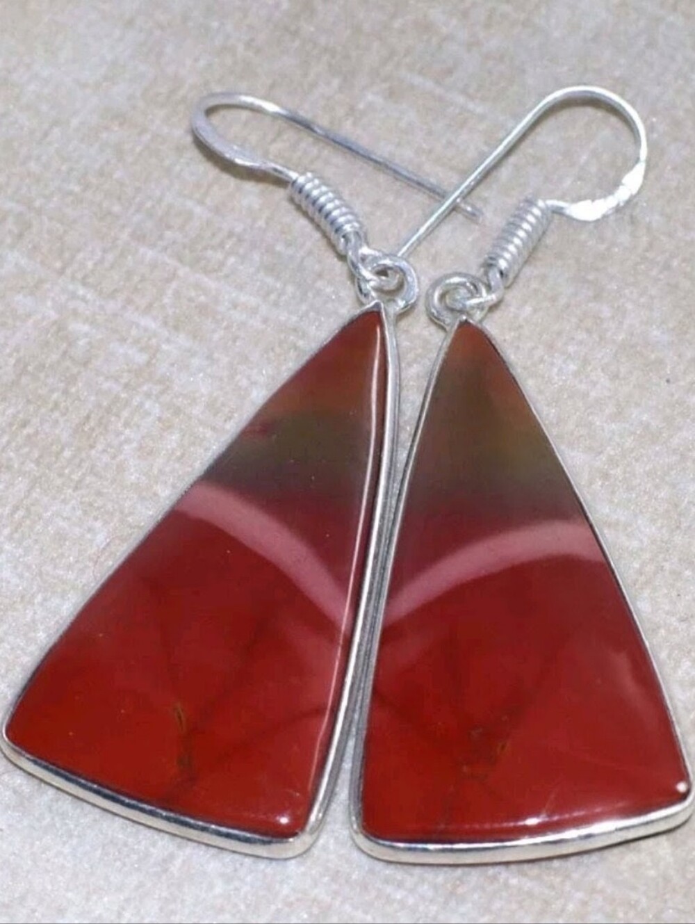 Australian Mookaite Jasper Gemstone 925 Sterling Silver Drop Dangle Earrings